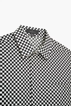 ZARA X STEFANO PILATI РУБАШКА В КЛЕТКУ, ЧЕРНЫЙ/БЕЛЫЙ