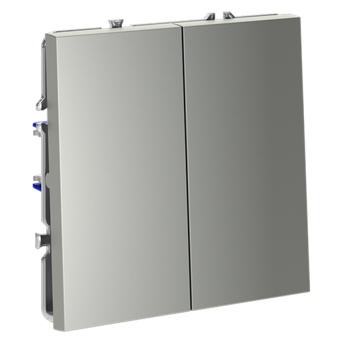 Выключатель с самовозвратом встраиваемый VOLTUM S70 двухклавишный 10А, (сталь)