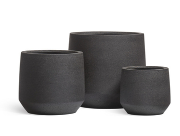 Кашпо TREEZ ERGO - Hard Rock - Трапециевидная чаша - Чёрный песок