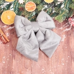 Бант на ёлку «Велюровый стиль» 15*20 см, серебро