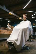 Пеньюар с неопреновым воротником REBEL BARBER Crystal White
