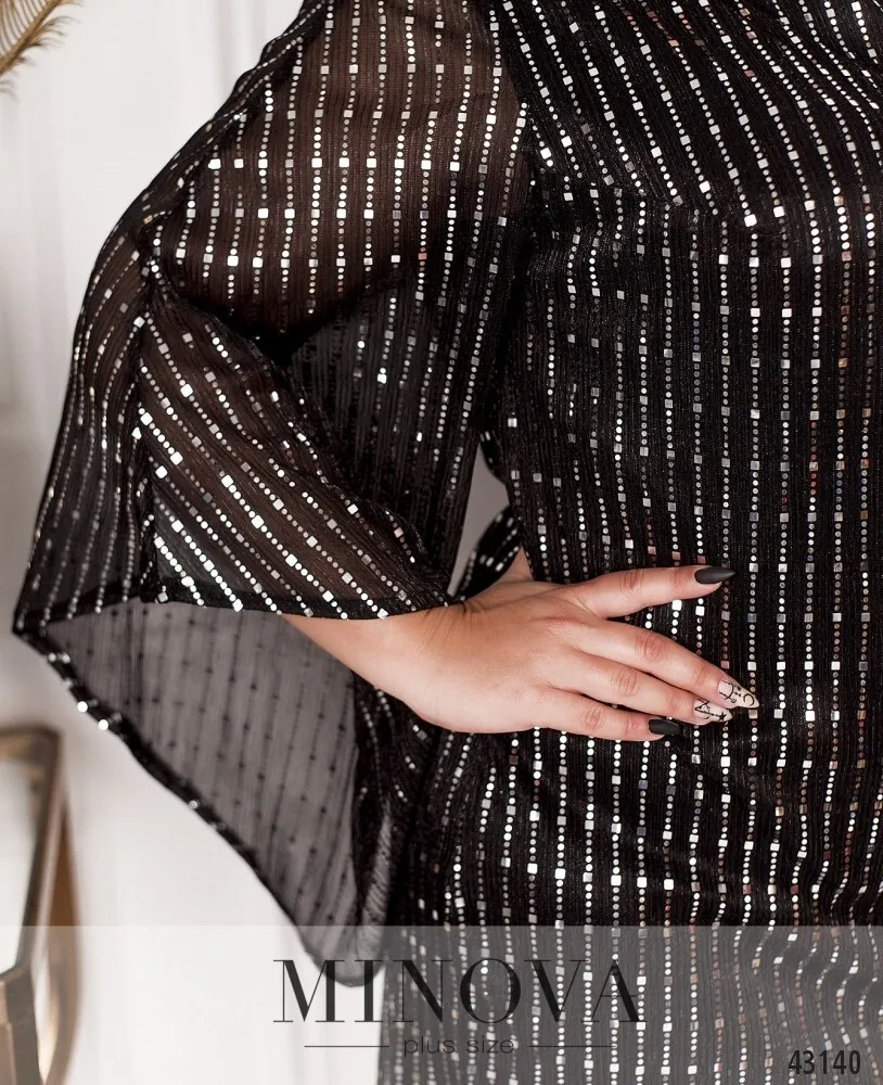 Платье 2088Б-черный-серебро Minova