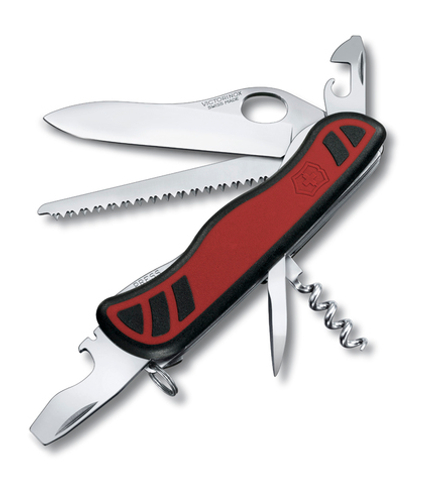Нож Victorinox Forester, 111 мм, 10 функций, с фиксатором лезвия, красный с чёрным