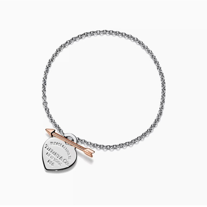 Браслет из серебра 925 , в форме сердца со стрелой из золота 18к(750 проба). Tiffany, Тиффани 💝 Единственный в наличии