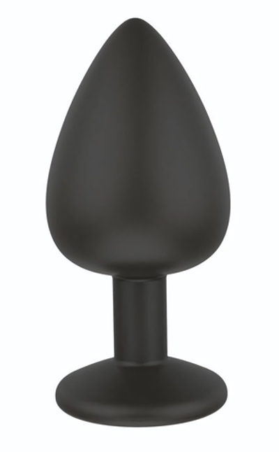 Черная средняя силиконовая пробка с прозрачным кристаллом (Цвет: черный)