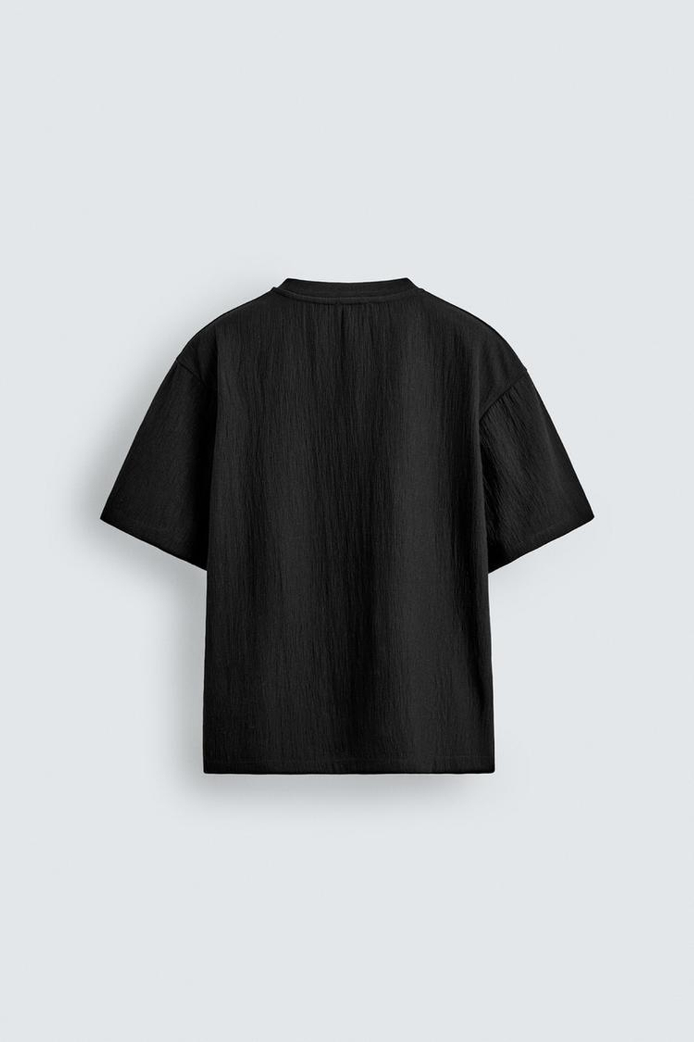 ZARA ФУТБОЛКА RELAXED FIT ИЗ РЕЛЬЕФНОЙ ТКАНИ, ЧЕРНЫЙ