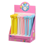 Ручка гелевая, пиши-стирай, Basir, синие чернила, серия "Тигр", с игрушкой-ластиком, 24 шт