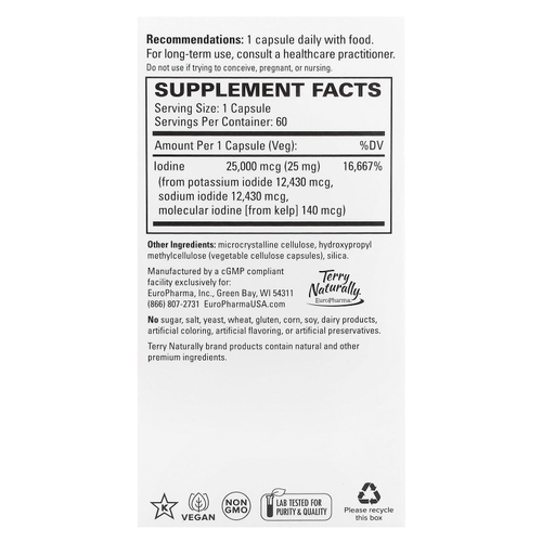 Terry Naturally, Tri-Iodine®, 25 мг, 60 капсул