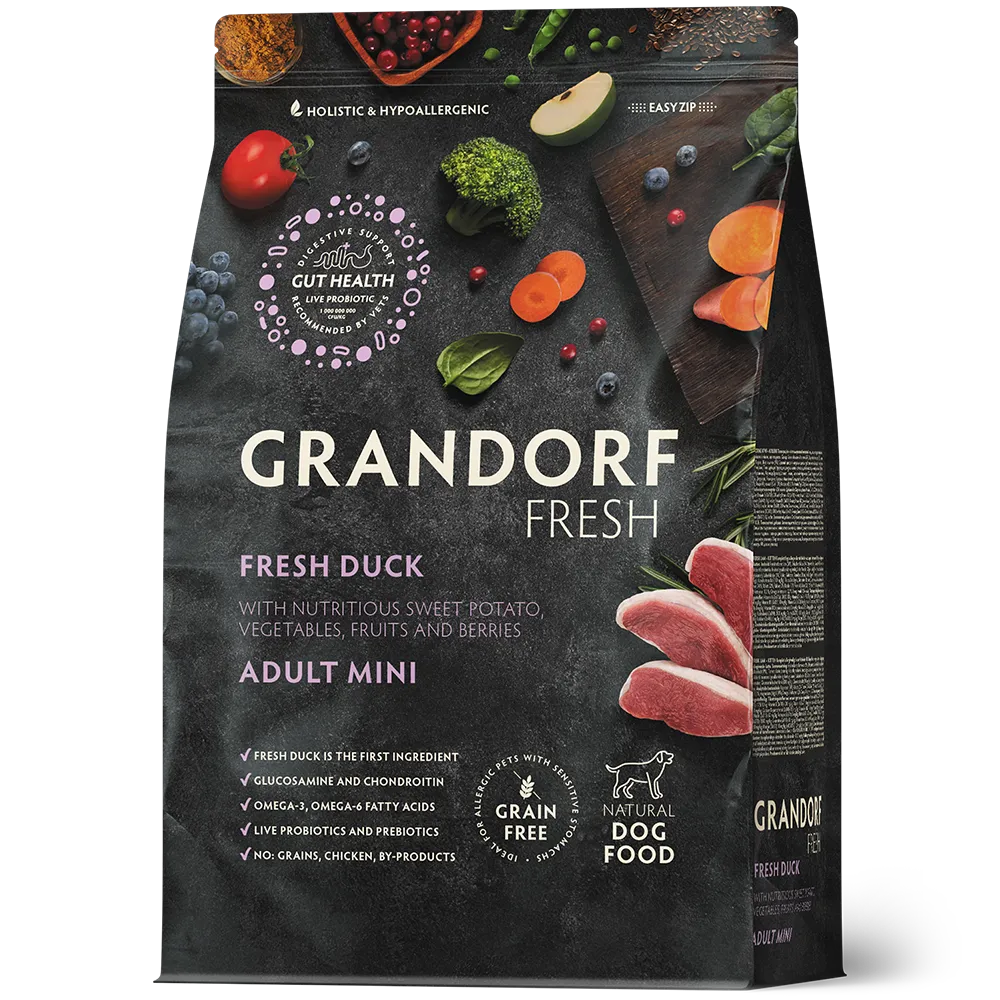 GRANDORF FRESH Свежее мясо утки с бататом для собак мелких пород