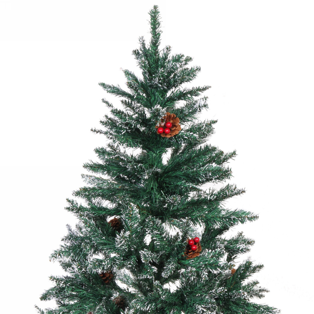 Ёлка «Морозное утро» 120 см, ПВХ с шишками, ягодами и белым инеем (230 веток)