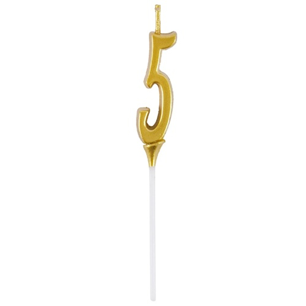 Свеча-цифра "5" Элегант Золото 5см