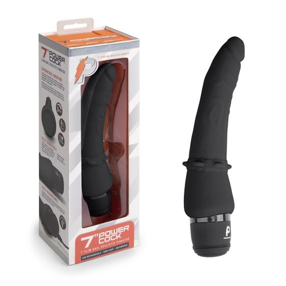 Черный анальный вибратор 7  Slim Anal Realistic Vibrator - 20 см.