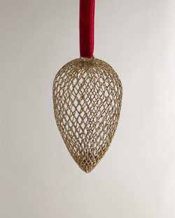 ZARA HOME СЕТЧАТЫЙ ЕЛОЧНЫЙ ШАР ВЫТЯНУТОЙ ФОРМЫ, СЕРЕБРЯНЫЙ