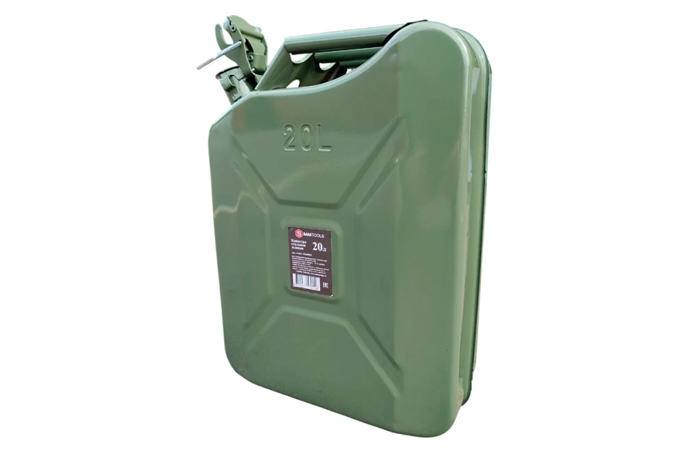 Канистра для гсм 20 л металлическая с фиксатором зеленая Samtools