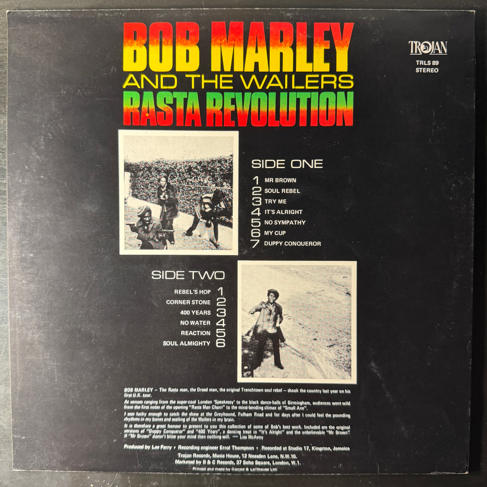Bob Marley & The Wailers ‎– Rasta Revolution (Англия 1976г.)Т