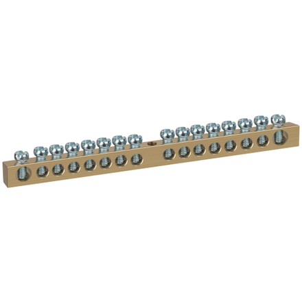 Шина ЭРА NO-122-18 PEN земля-ноль 6х9мм 16/1 латунная с креплениями по центру