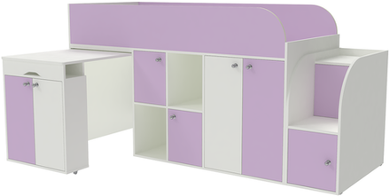 Кровать-чердак КарИВи Малыш 3 Белый  Ирис