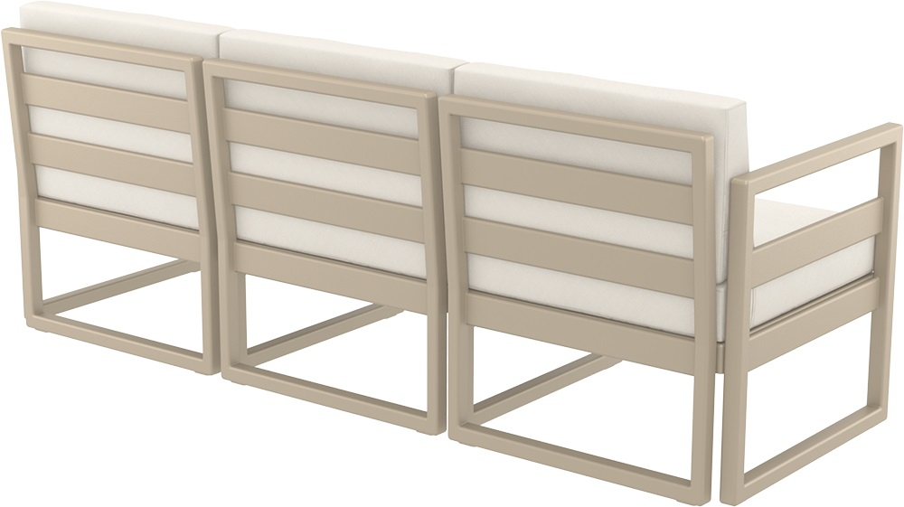 Диван пластиковый трехместный с подушками Siesta Contract Mykonos XL, бежевый, бежевый