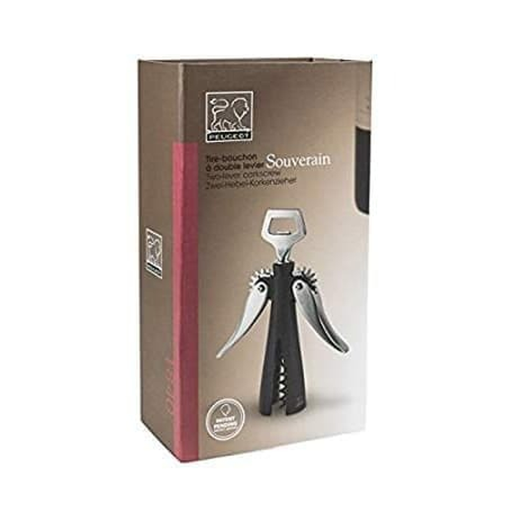 Штопор механический с двумя ручками Souverain черный Peugeot