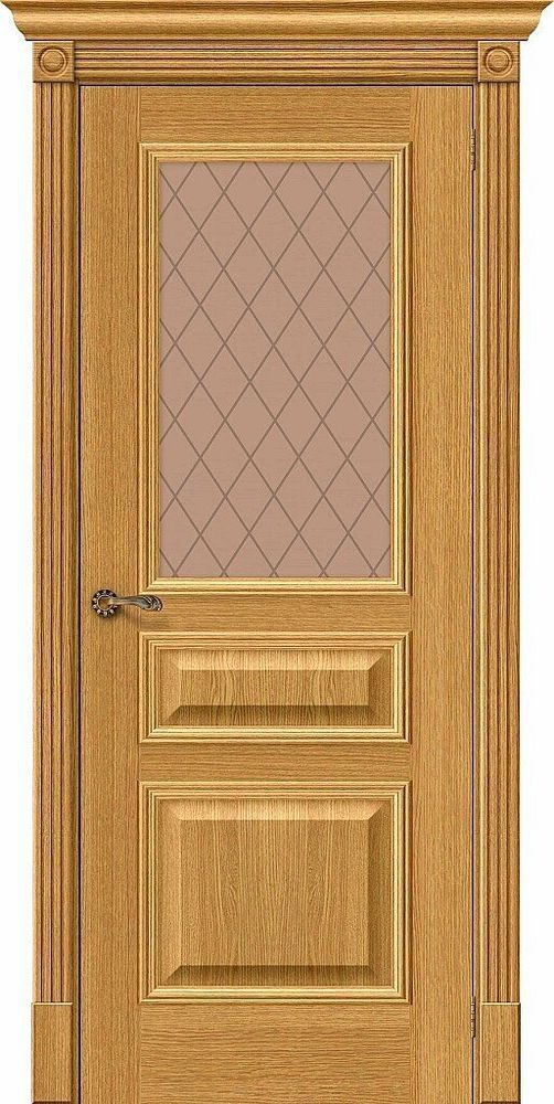 Дверь Вуд Классик-15.1 / Цвет Natur Oak / Стекло Bronze Сrystal / Двери Браво