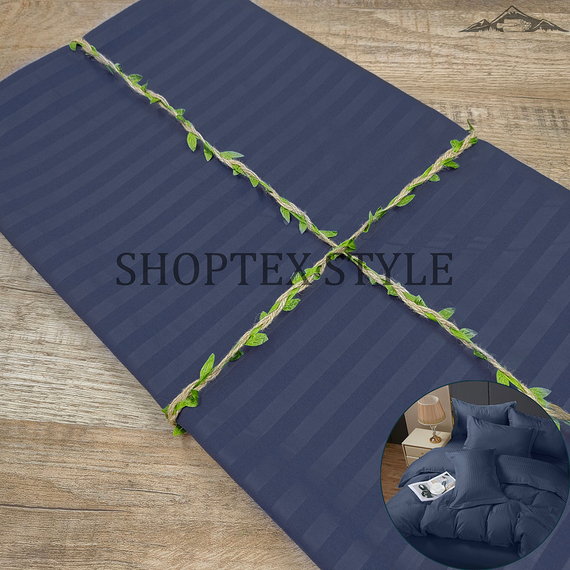 Полисатин-страйп &quot;Синий деним&quot; | ш.220 см | 95 г/м² | полиэстер-100%