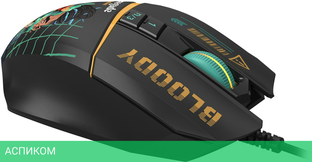 Мышь A4Tech Bloody W63 Max Renegade черный/рисунок