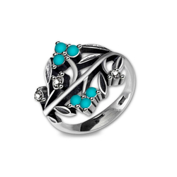 "Лантия" кольцо в серебряном покрытии из коллекции "Бирюзовый сад" от Jenavi