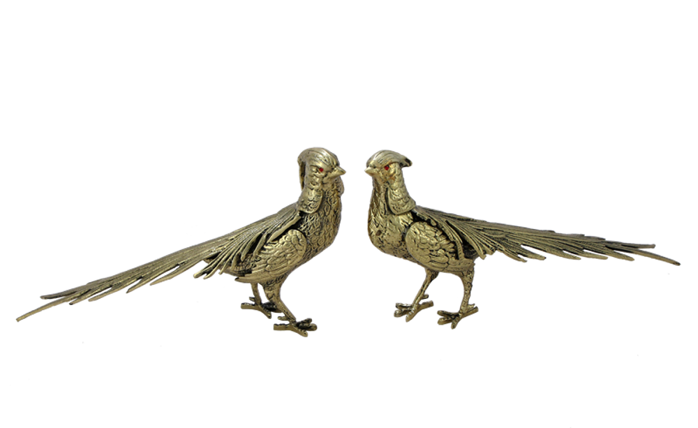 Bello De Bronze Статуэтка Фазаны пара, золото