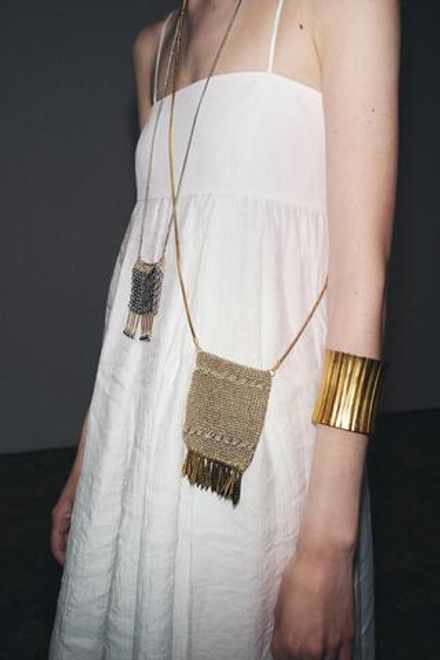 ZARA ДЛИННОЕ ПЛАТЬЕ НА БРЕТЕЛЯХ ZW COLLECTION LIMITED EDITION, ЖЕЛТОВАТО-БЕЛЫЙ