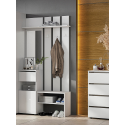 Вешалка с зеркалом Токио, белая