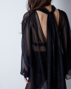 Блуза из шифона в мушку черно-белый