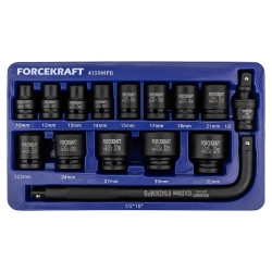 Головки ударные, набор 15пр., 1/2''(6гр.) FORCEKRAFT FK-4159MPB