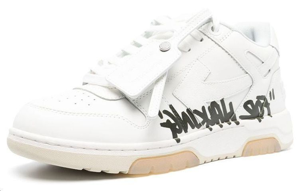 OFF-WHITE Out of Office leather low-cut lace-up fashion sneakers men's white