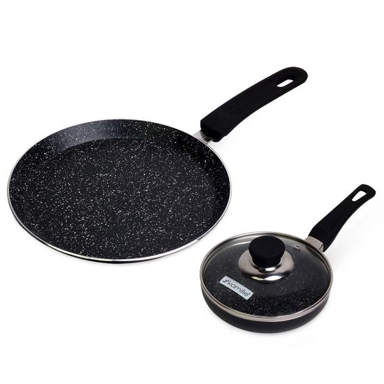 Набор блинная сковорода 22 см. и маленькая сковорода с крышкой d14 см. Kamille KM-0615MR