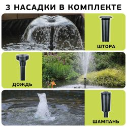 GANF01-02 GREEN APPLE насос для фонтана с насадками.Мощность 35 W Производительность 2000 л/ч Max. П