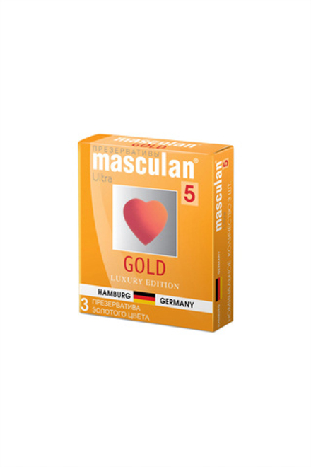 Презервативы Masculan, 5 ultra, золотые, 19 см, 5,3 см, 3 шт.(Gold № 3)