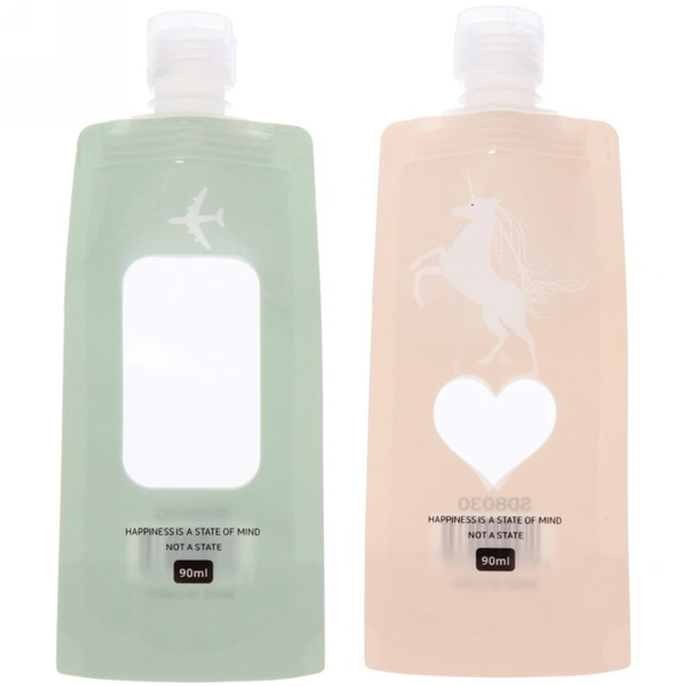 Набор косметических ёмкостей 2 герметичных пакета «Travel», микс 4 цвета (90мл*2)