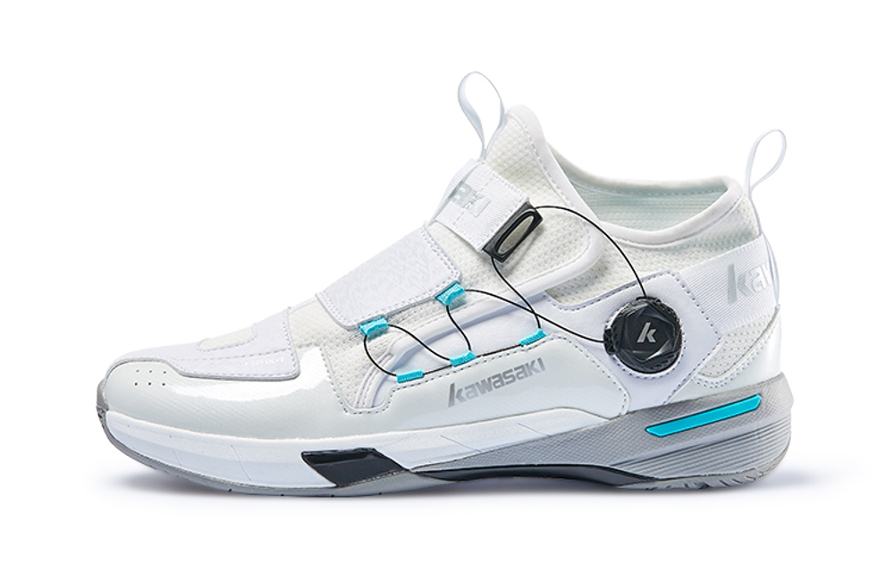 Kawasaki Crossover 2.0 Rubber Cushioning, Wear Resistant Mid top Badminton Shoes Unisex Gray Cyan Blue