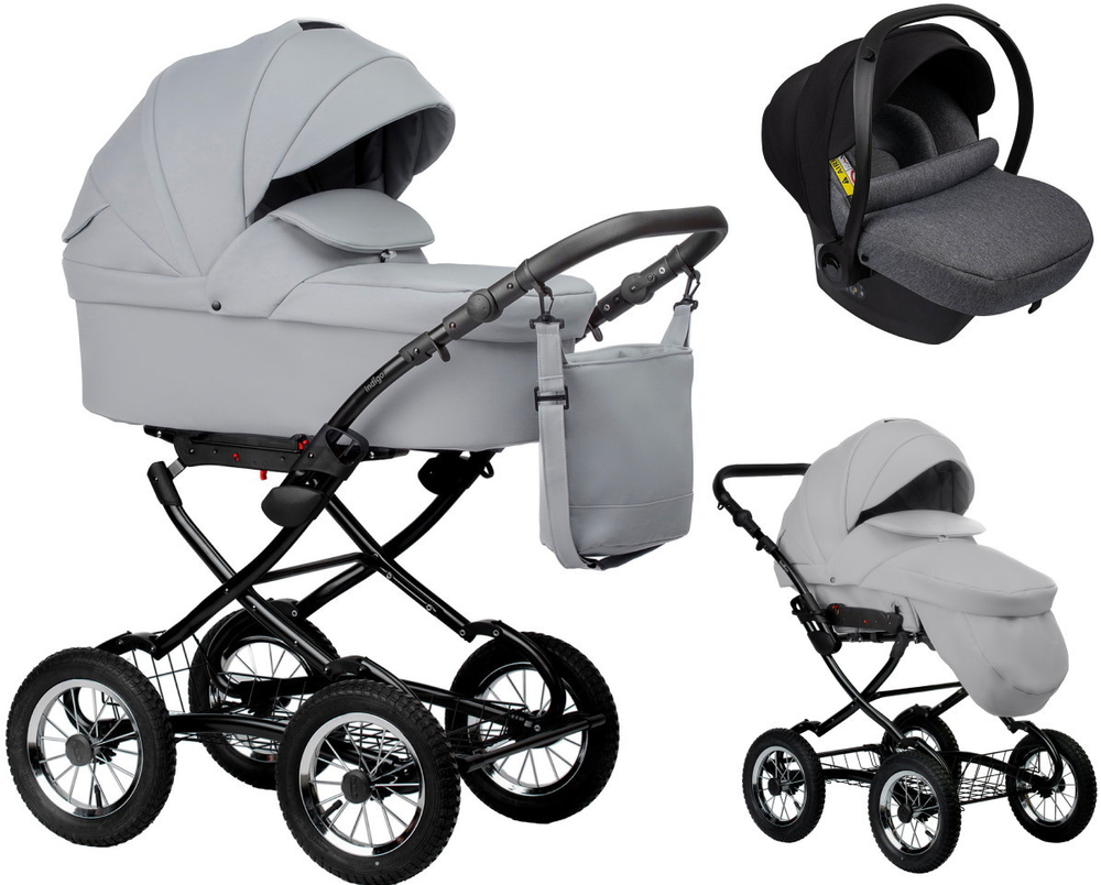 Детская коляска Indigo Barbara Eco Classic 3 в 1 с автокреслом Avionaut Cosmo Grey Be04 св.серая кожа