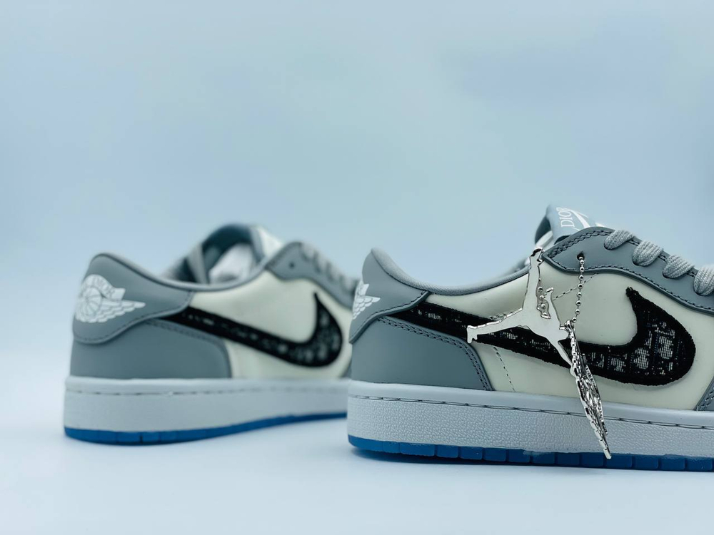 Кроссовки коллаборация Nike Air JORDAN 1 & DIOR SNEAKERS GREY