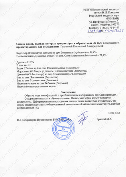 Кориандровый мед 2025г