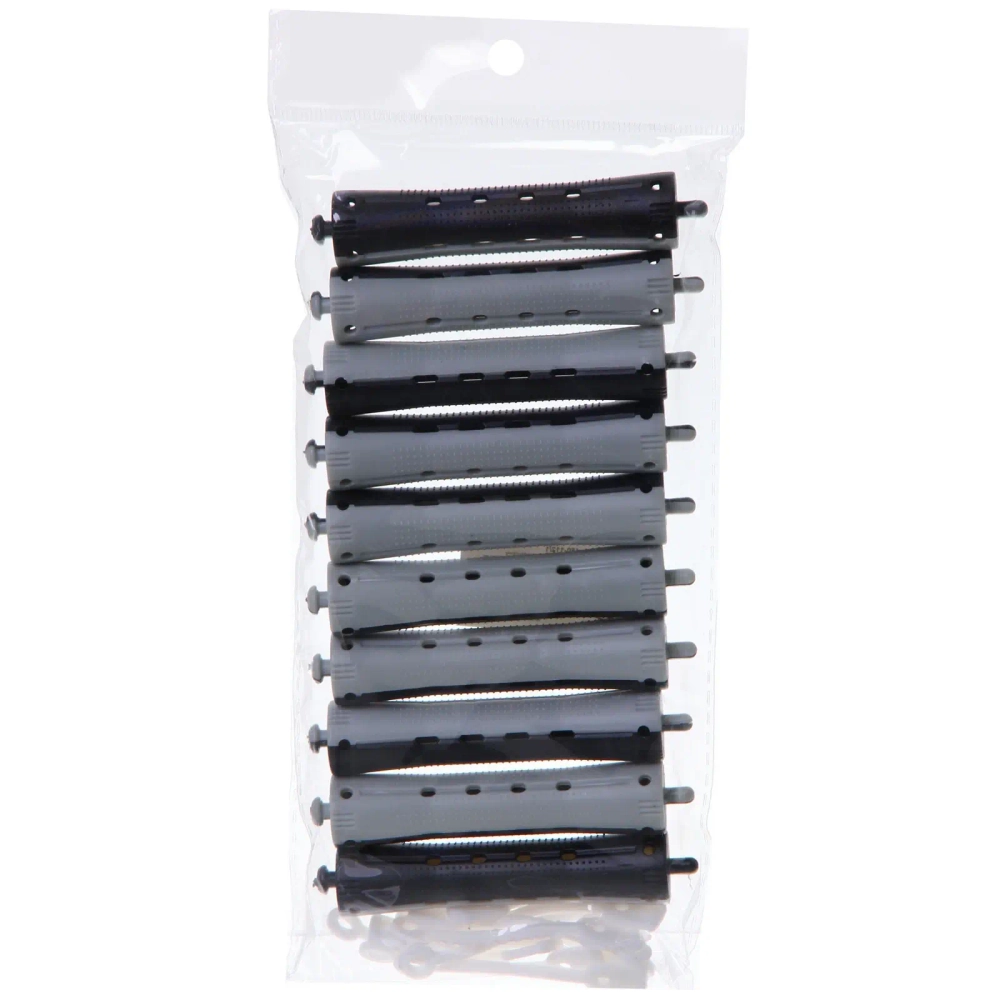 Бигуди пластмассовые-коклюшки 10шт, d=18мм (серо-черный)