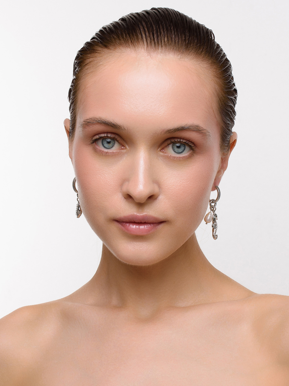 Серьги "Pearl Seahorse Dori" Silver