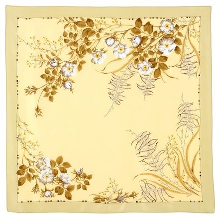 Павловопосадский платок Белый шиповник 1047-0