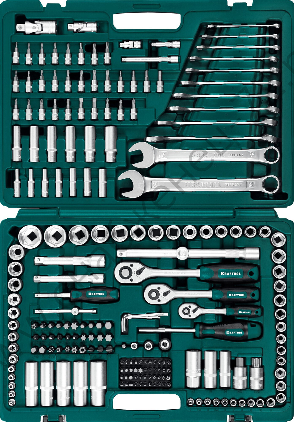 KRAFTOOL X Drive, 216 предм., (1/2″+3/8″+1/4″), универсальный набор инструмента (27888-H216)