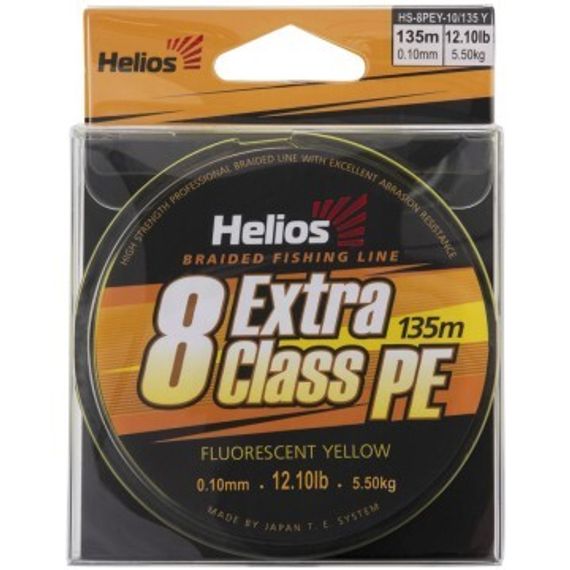 Шнур плетеный Helios EXTRA CLASS 8 PE BRAID Fluorescent Yellow 0,10mm/135 (HS-8PEY-10/135 Y)
