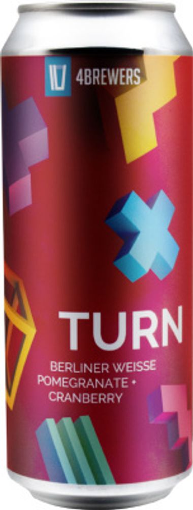 Пиво Четыре Пивовара Тёрн Помегранат + Крэнберри / 4 Brewers Turn Pomegranate + Cranberry 0.5 - банка