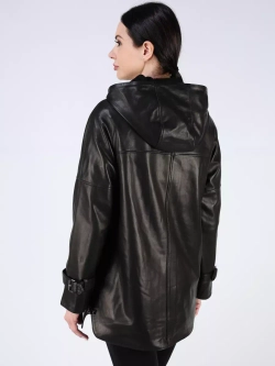 Кожаная куртка демисезонная с капюшоном