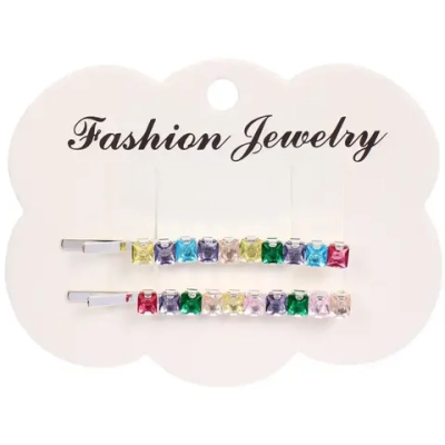 Невидимки для волос 2шт «Кристалы Агоры», цветные квадратики, 5см (блистер и пакет с подвесом)