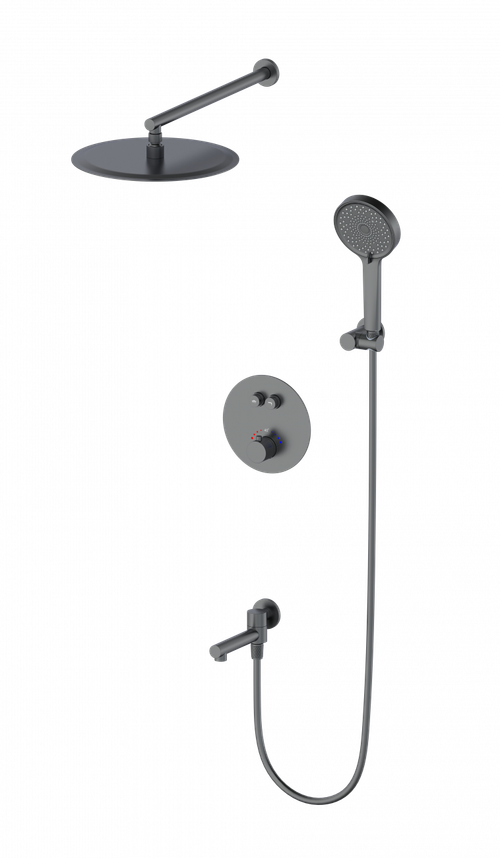 Душевая система с термостатом встраиваемая WONZON & WOGHAND STICK, Темный графит (WW-88929010-BGM)